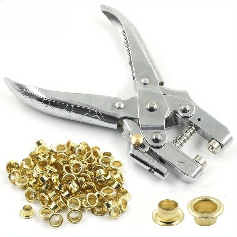 101Pcs Dual-Purpose Tool Grommet Eyelet Pliers Kit, Portable Grommet/Puncher Hand Press Kit for Leather/Belt/Shoes/Cloths
