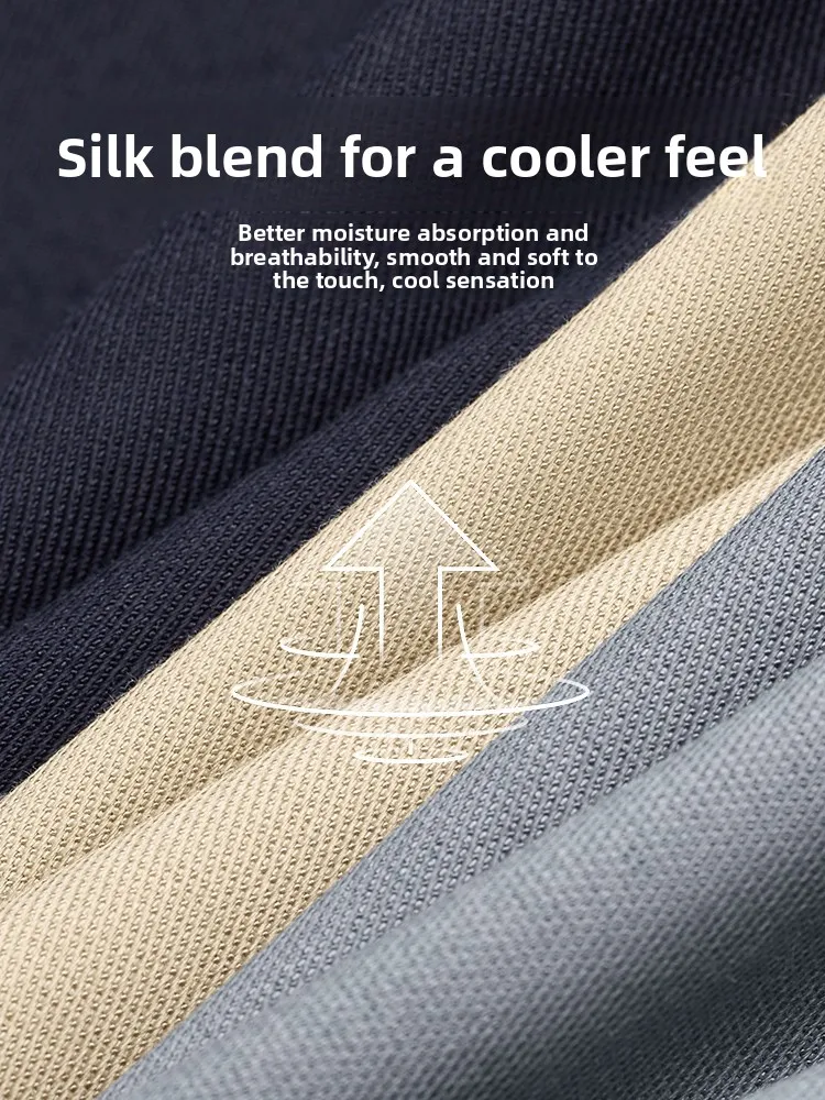 Septwolves Men's Casual Pants Summer New Ice Silk Thin Breathable Faionable Straight Leg Pants Cool Feeling Lightweight