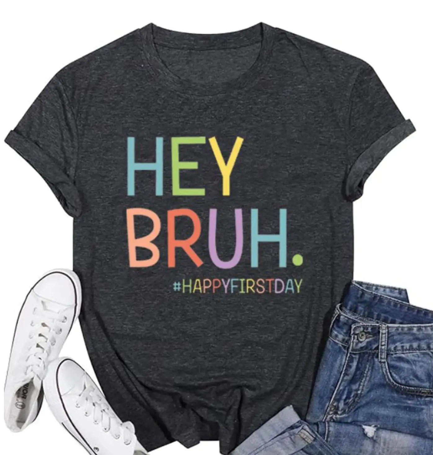 

Hey Bruh Happy First Day Shirt Women Back to School T Shirt Teacher Shirts Teachers Life Tee Tops