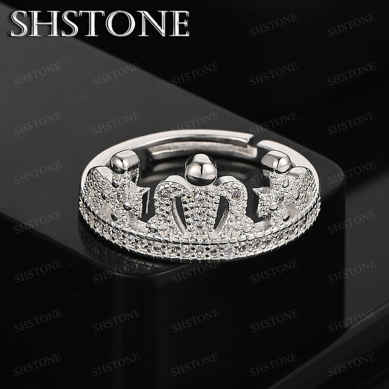 

High Quality Zircon 925 Sterling Silver Crown Opening Ring Lady Engagement Wedding Party Jewelry Accessories Anniversary Gift