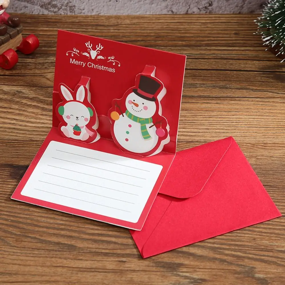 Christmas Tree Merry Christmas 3D Cards Thank You Invitation Christmas Pop-Up Cards Folding Handwriting New Year Greeting Cards