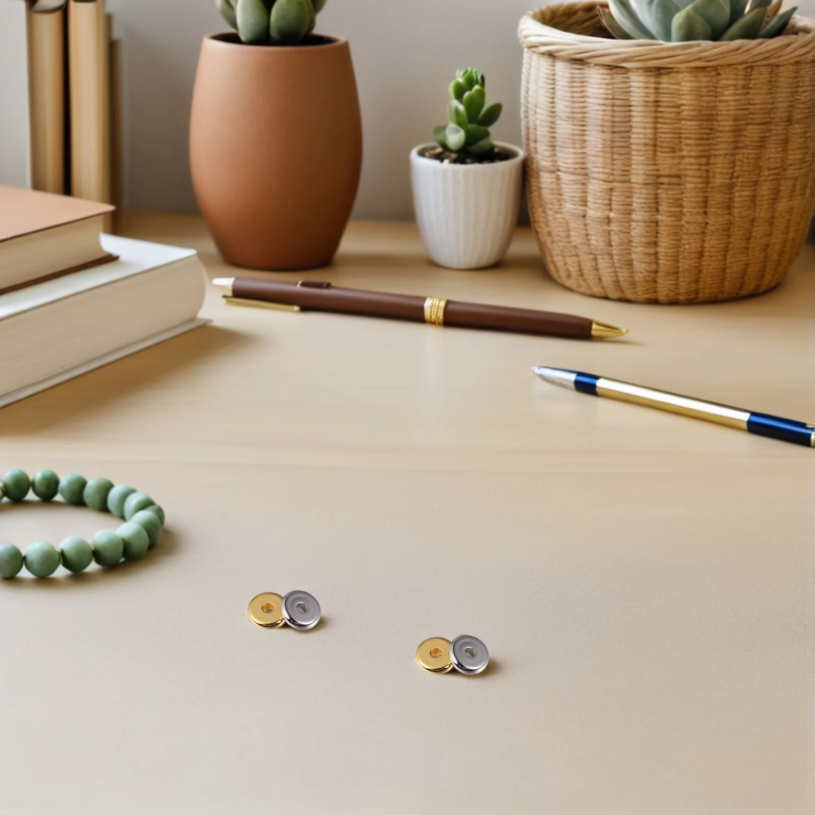 80 قطعة شقة مستديرة الفولاذ المقاوم للصدأ خزر عازل 6 مللي متر ثقب كبير الخرز المعدني ل سوار قلادة صنع المجوهرات اكسسوارات