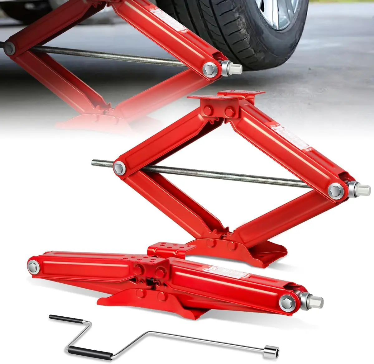 

Scissor Jacks for 2.5 Ton (5500lb) Tire Jack Repair with Car Jack Crank Handle, 4"- 24" Lifting Height, Emergency Tire Changing