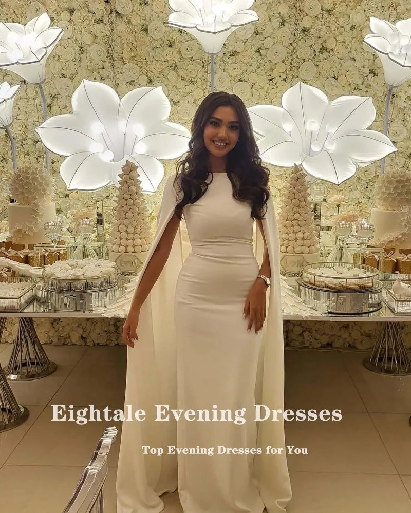 Eightale Muslim Wedding Dress Customized O-Neck Cap Sleeves Strethy Satin Mermaid Arabic Bridal Gown Islamitische Trouwjurk image 3