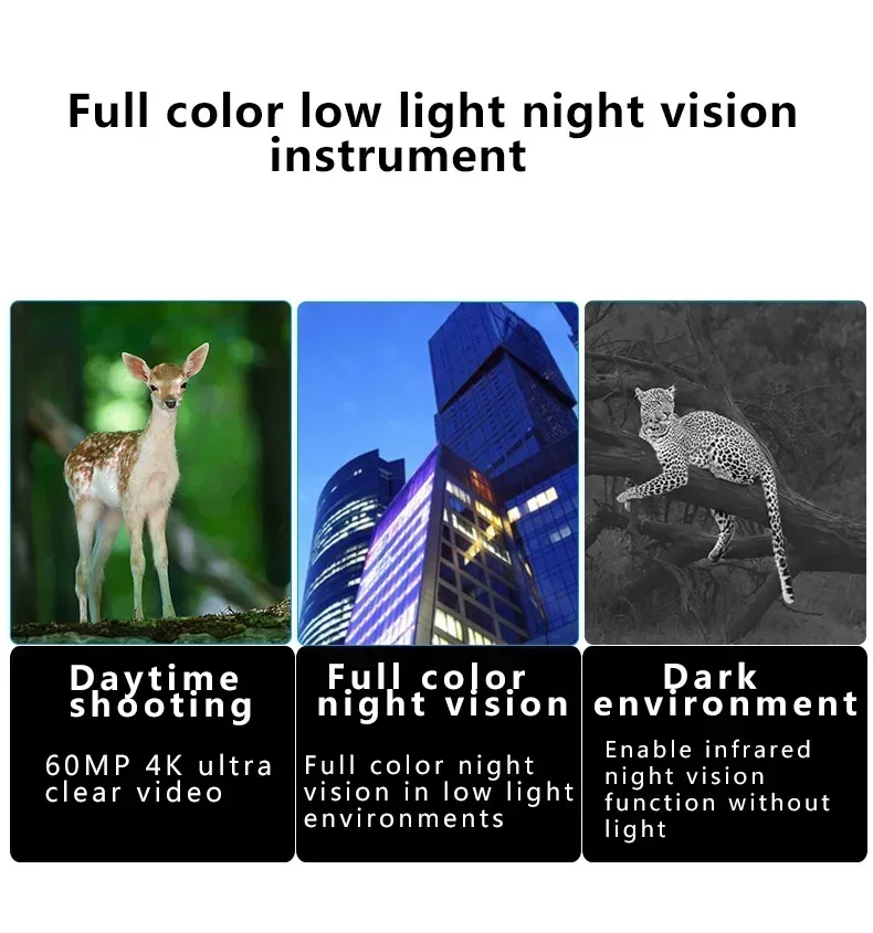 แสงน้อยสี 3 นิ้ว TFL 60MP 4K กลางแจ้ง HD Night Vision กล้องโทรทรรศน์ Night Observation กล้องส่องทางไกล Night Vision เครื่องมือ