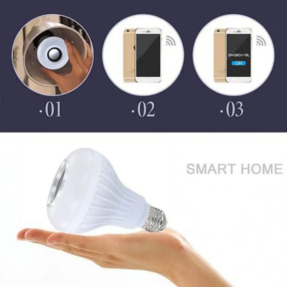 Remote Control E27 Lamp Wireless Bluetooths-compatible LED Light Bulb Music Playing Lamp with Remote Control Lighting Bulb
