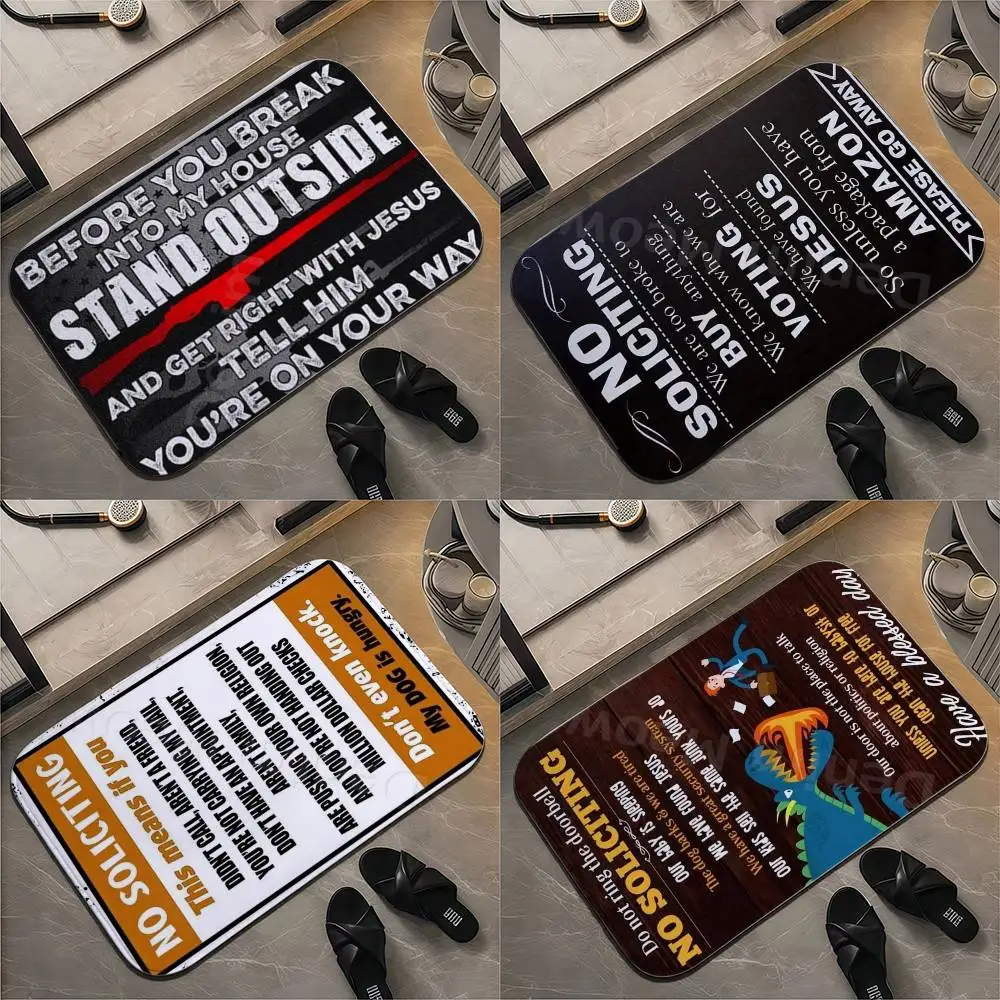 

No Soliciting Funny Metal Sign For House Floor Mat Printed Large Carpets Room And Bedroom Carpets Bathroom Anti Slip Door MATS