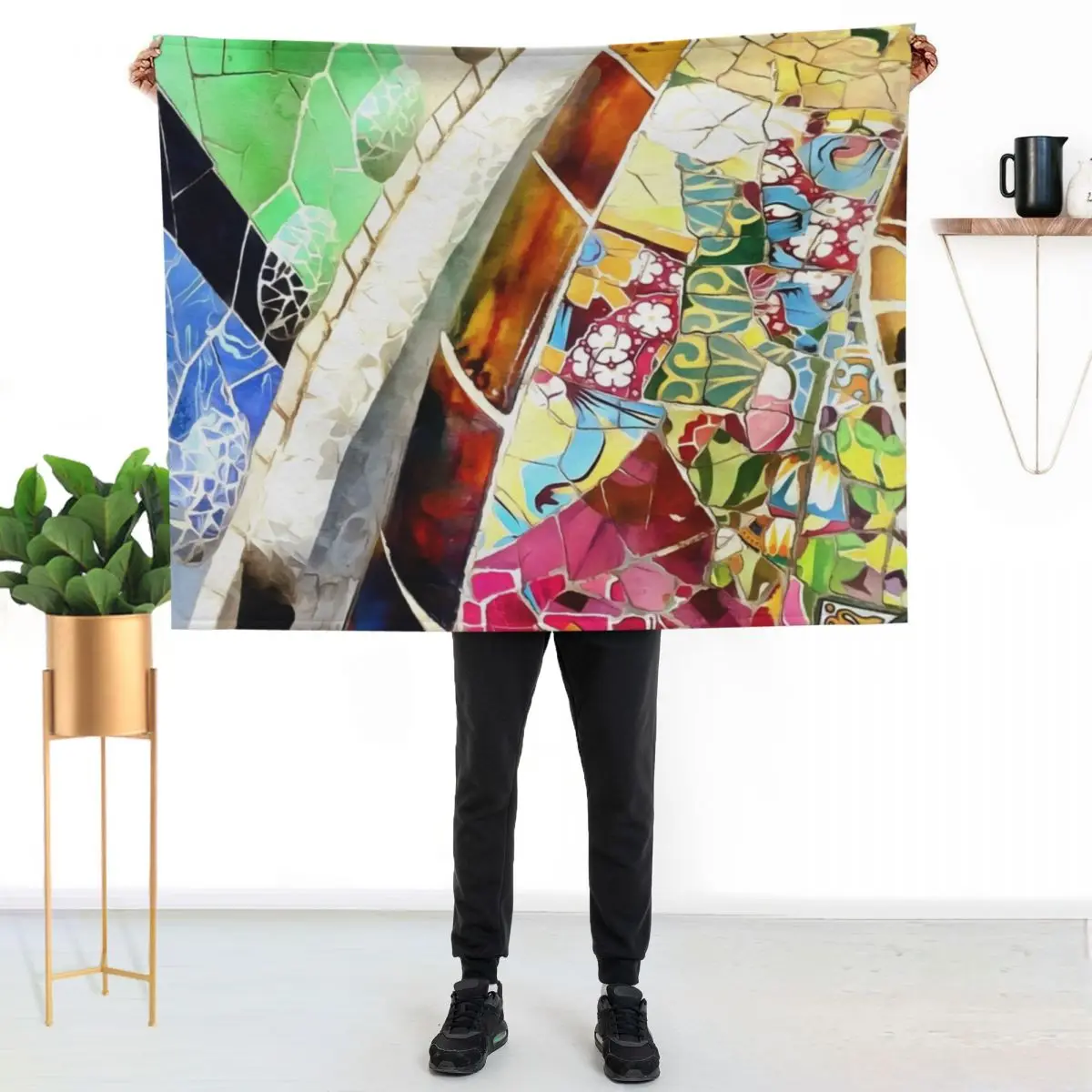 Gaudi Barselona mosaic Throw Blanket Year Round Soft Comfortable Blanket for Home
