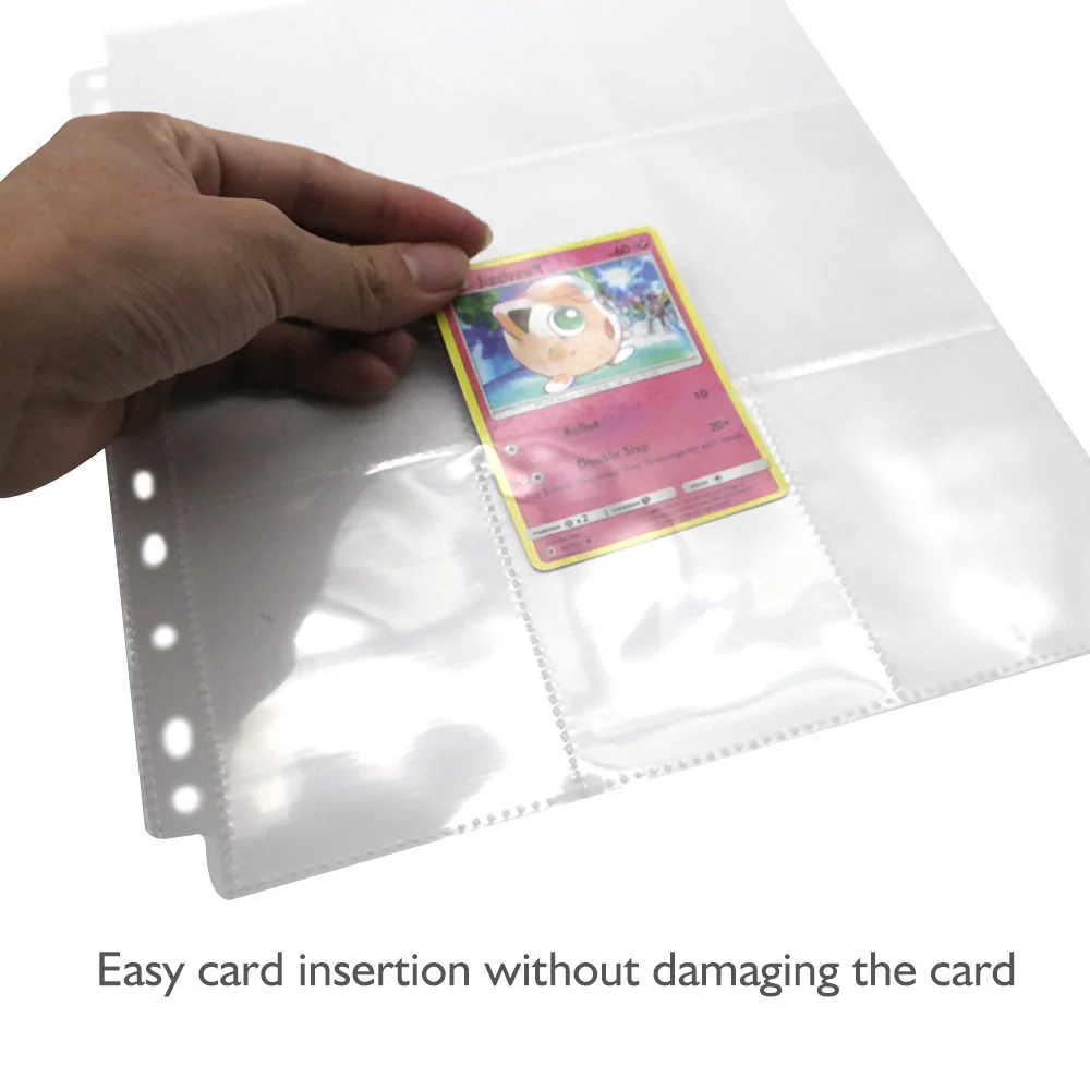 50pcs 9 Pocket Trading Gaming Card Sleeves Storage Wallet Album Binder Pages Collection Coin Holders Sleeves YuGiOh Photo Albums