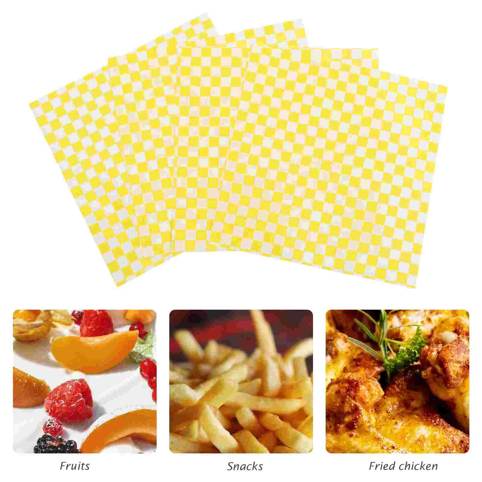 50 Sheets Checkerboard Burger Food Wrapping Paper Rice Ball Bento Baking Bread Mat Grease-proof Sandwich Cake Wrappers Compact