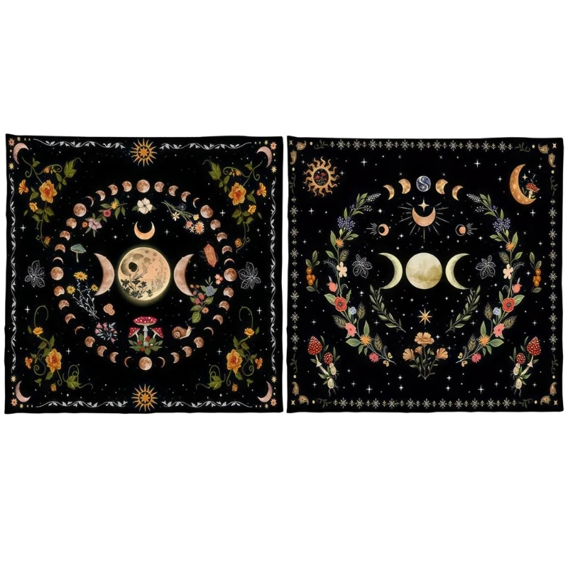 Divinations Tablecloth Moonphases Flower Astrologys Tarot Cards Tablecloth Altars Cloth Divinations Game Accessories