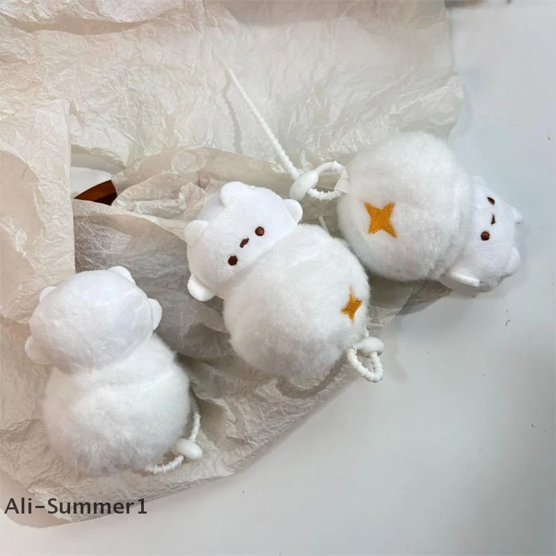 귀엽고 창의적인 시뮬레이션 흰색 버섯 플러시 인형 장난감 열쇠고리 펜던트 소녀 백팩 장식품 재미있는 생일 선물