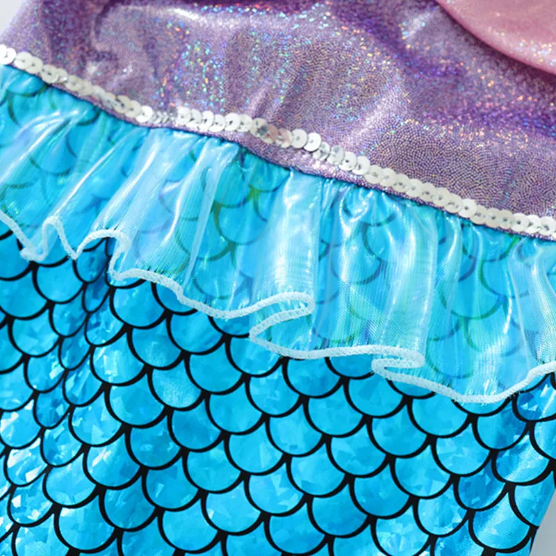 فستان الأميرة حورية البحر للأطفال، زي ذيل السمكة اللامع، ملابس مريحة للحفلات، هدية عيد الميلاد والكريسماس للفتيات، زي تنكري