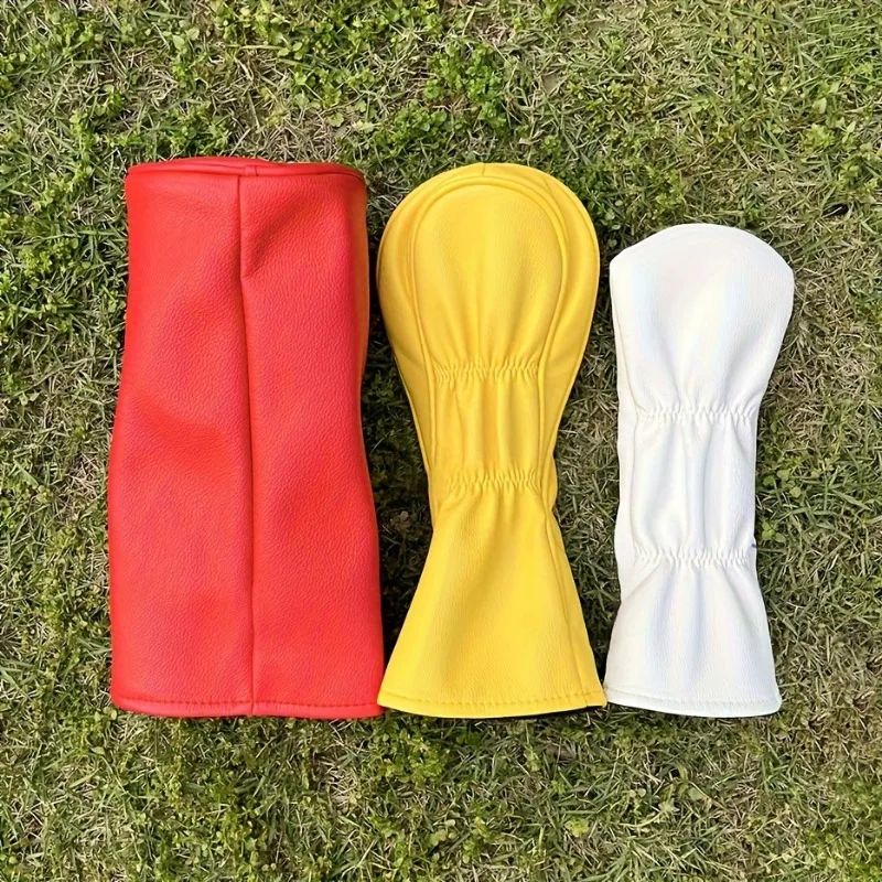 Durable Premium Pu Leather Golf Club Head Covers-Protective Cases For Driver, Fairway Wood & Hybrid - Essential Golf Accessories