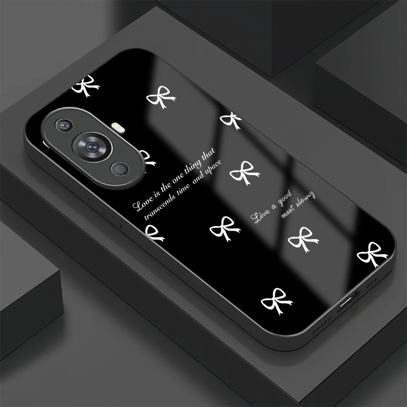 القوس عقدة طباعة جراب هاتف لهواوي نوفا 11 11i 10 9 SE Y61 Y70 زائد Y90 8 8i 7i 7 6 5i 5T 4E 3i 3 غطاء سيليكون زجاجي