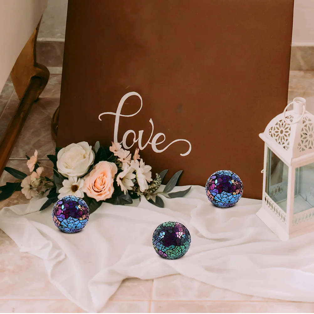 

4Pcs Decorative Mosaic Sphere Glass Balls Classic Color Birthday Wedding Party Home Desktop Ornament Ball Sphere Ball