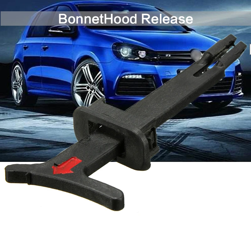 1PCS Black Bonnet Hood Release Rod  Latch Handle Pull Catch Clip  Release Lever For VW Bora MK4 Golf