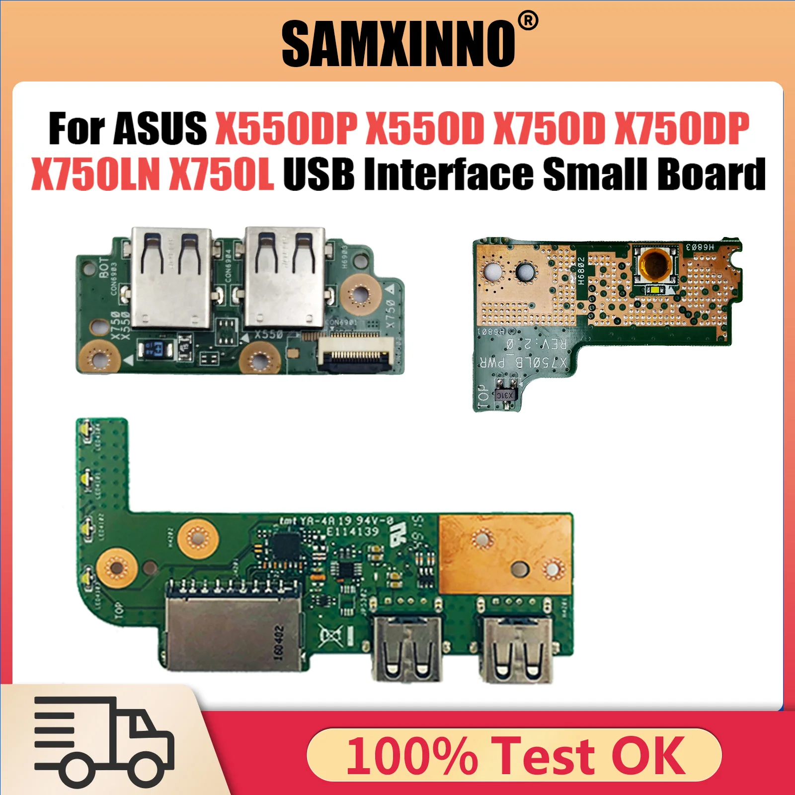 

For ASUS X550DP X550D X750D X750DP X750LN X750L X756U X756UX X756UA USB interface small board tested good