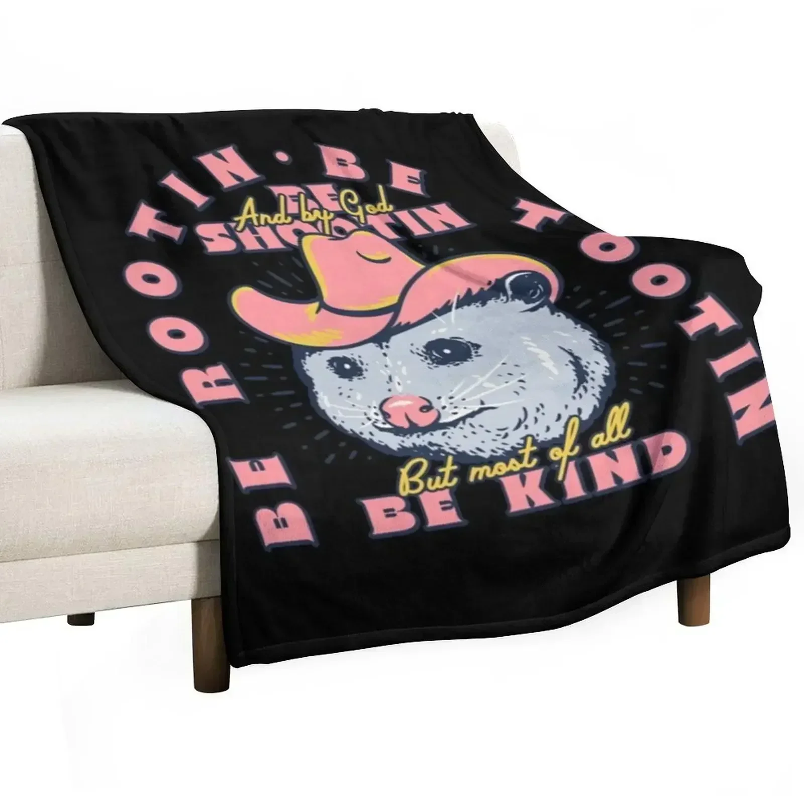 

Rootin Tootin - Cowboy Advice, Poss Possum Opossum Throw Blanket Luxurious Soft Fuzzy Blanket for Sofa Bed