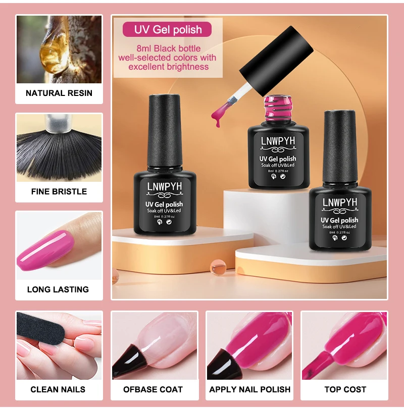 Kit de vernis à ongles en gel avec lampe à ongles UV, perceuse à ongles électrique, kit de vernis à ongles en gel Soak Off, couche de base et de finition, ensemble d'outils de vernis à ongles en gel