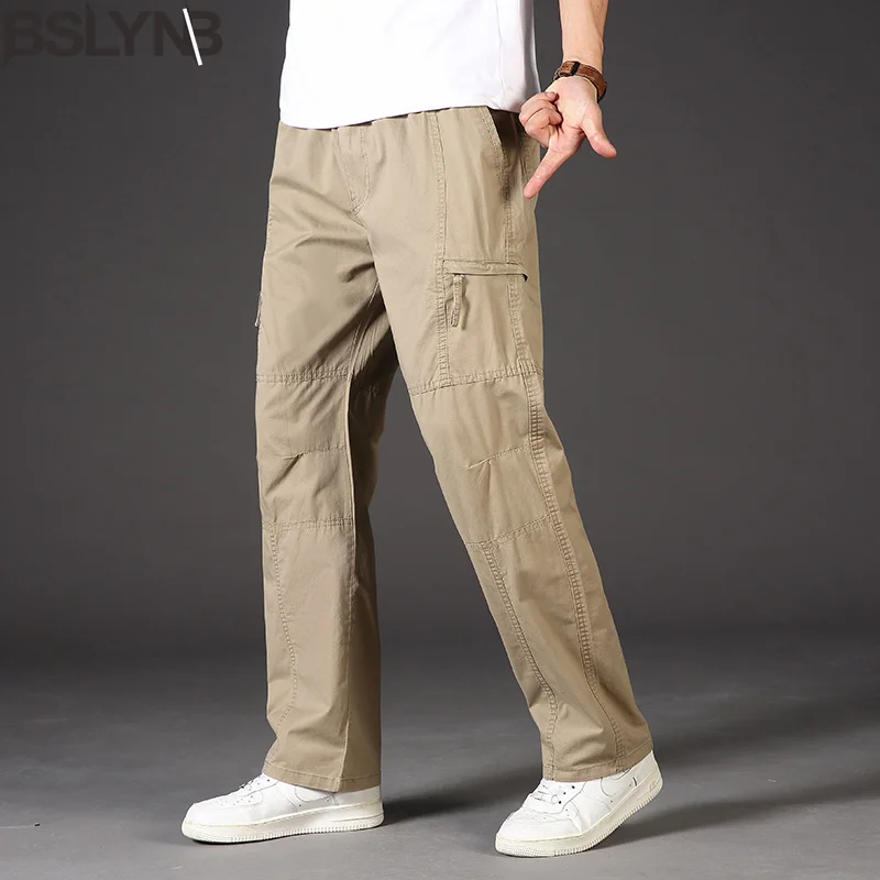 

New Men's Multi-pocket Overalls Loose Straight Men Trousers Outdoor Casual Overalls M-6XL Plus