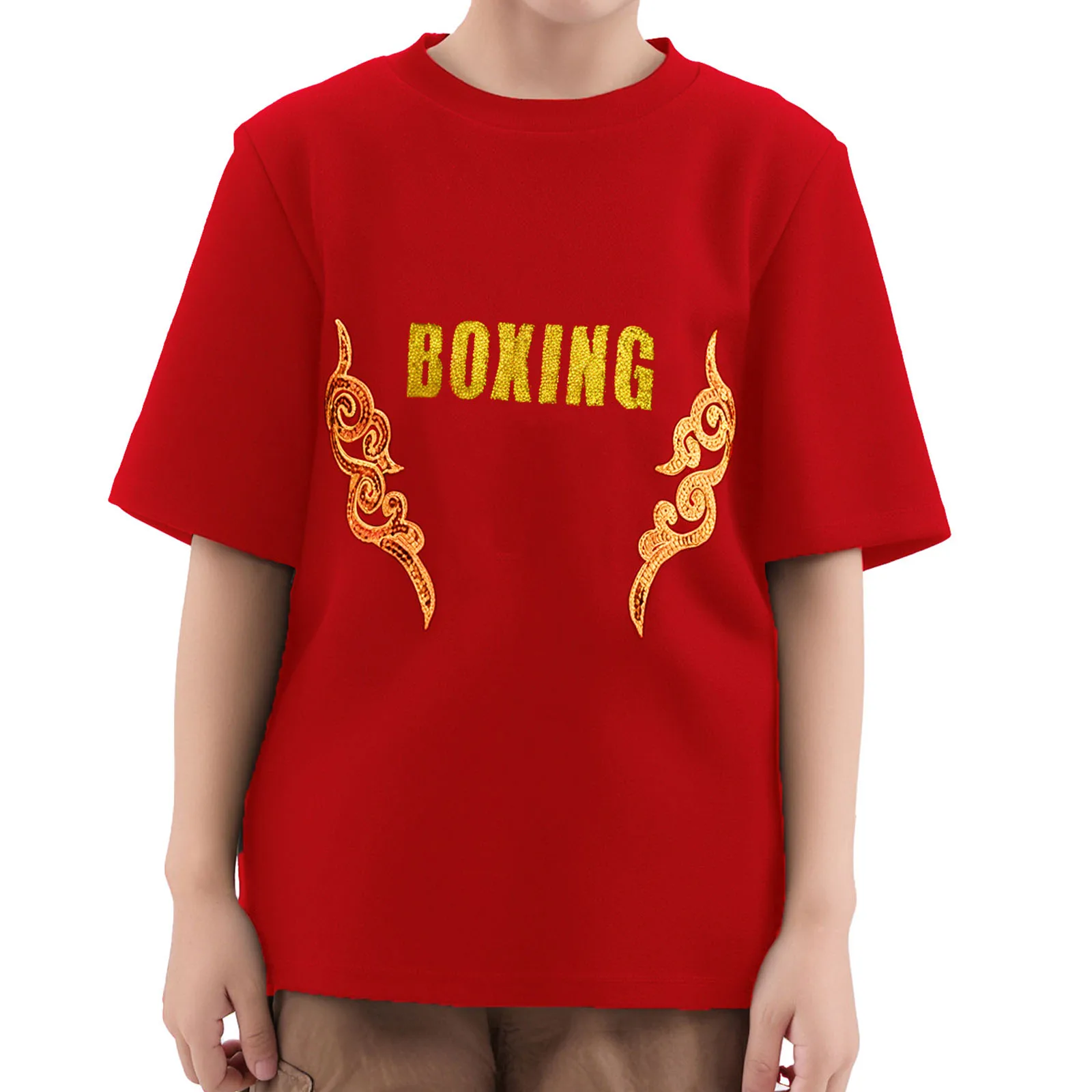 Kids Boys Boxing Costume Outfits Satin Sport Set Long Sleeve Hooded Boxer Cloak Robe with Boxing Tracksuit Shirts And Shorts