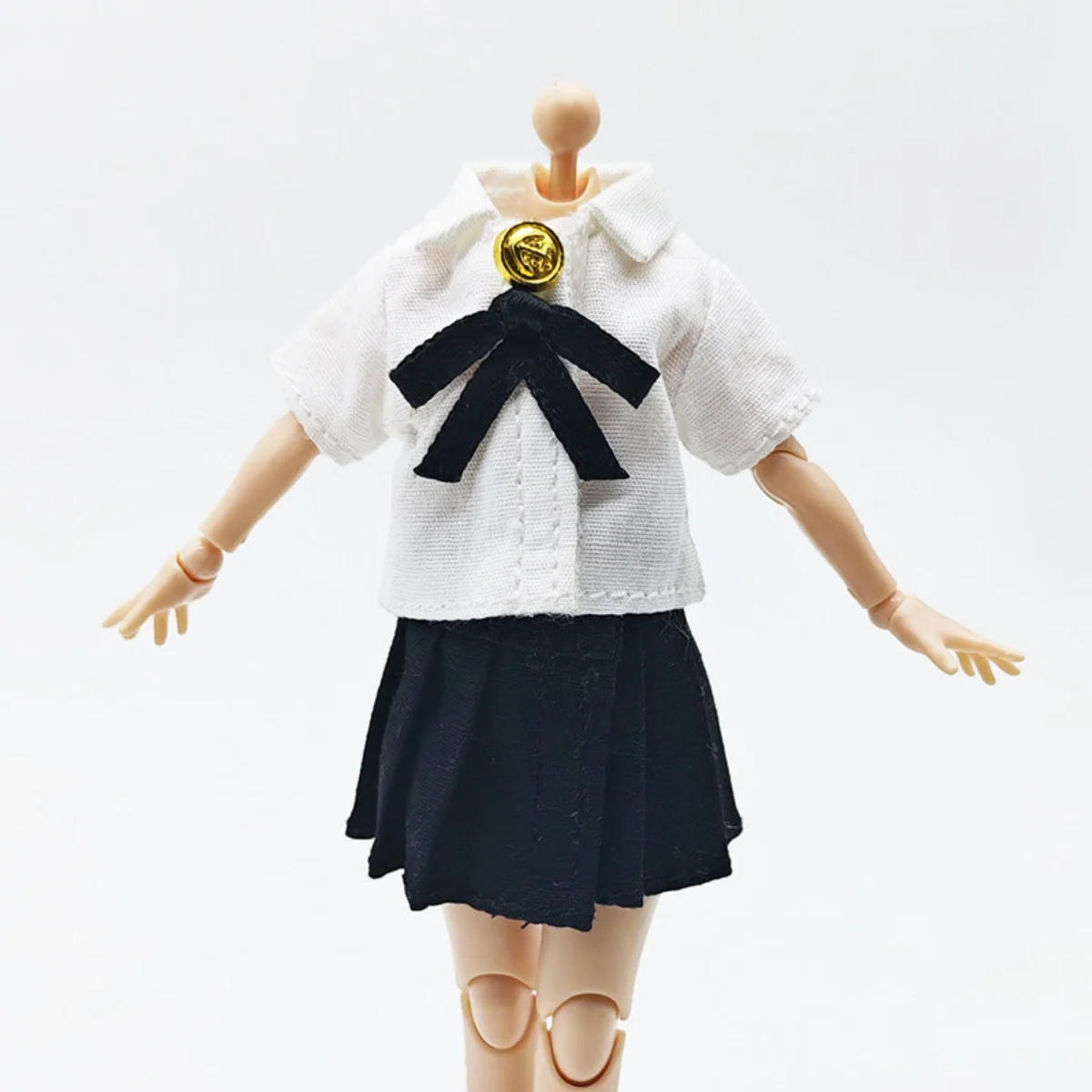 【Clothing Only】In Stock 1/12 Bow Top Pleated Skirt Sailor Suit JK Student Suit for 6inchs Female Soldier  BJD Action Figure Body
