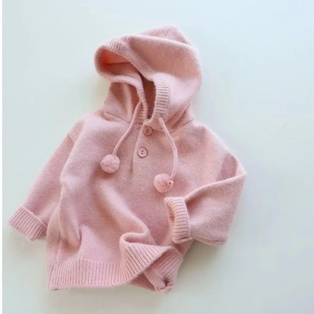 

Autumn Winter Simplee Baby Girl's knitted Hoodies sweater casual Toddler Girls pullover sweater female retro Children's jumper