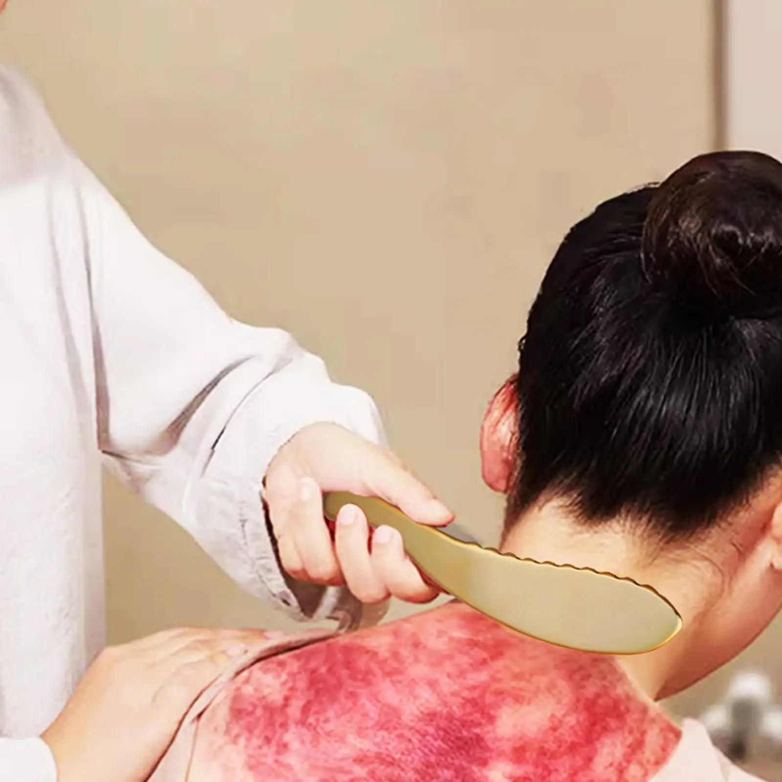 Outil Gua Sha en cuivre multifonctionnel, surface lisse, outil facial, masseur manuel pour le dos, le cou, les yeux, la taille, le visage