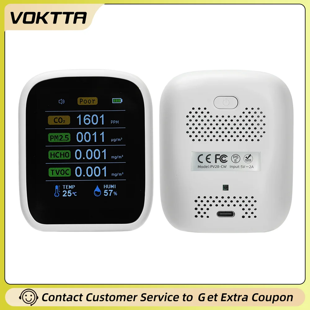 

8в1 монитор качества воздуха Wi-Fi умный детектор с датчиком NDIR для CO2 PM2.5 HCHO VOC температура и влажность управление через приложение в реальном времени