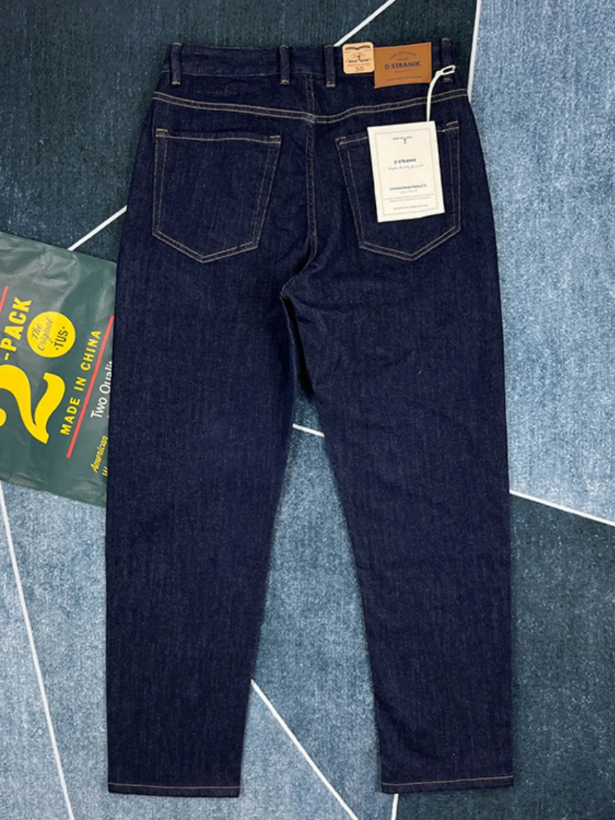 

Весенне-осенние тонкие прямые джинсы из денима оригинального цвета для мужчин, повседневные, темно-синие, в японском стиле, модные, прямого кроя