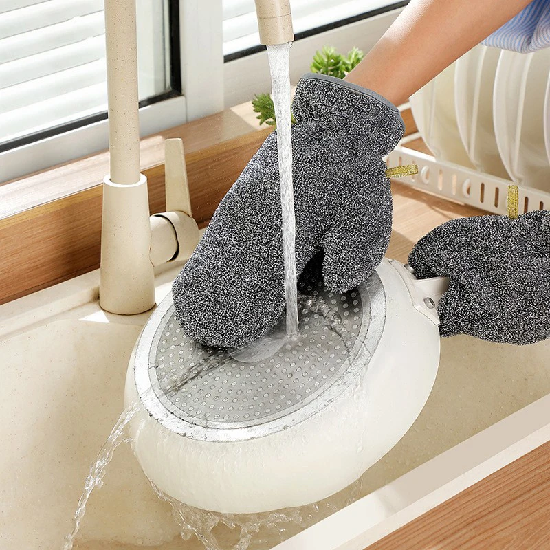Проволочные перчатки для мытья посуды, многофункциональные водонепроницаемые перчатки для чистки посуды, кухонные термоизоляционные варежки с защитой от ожогов
