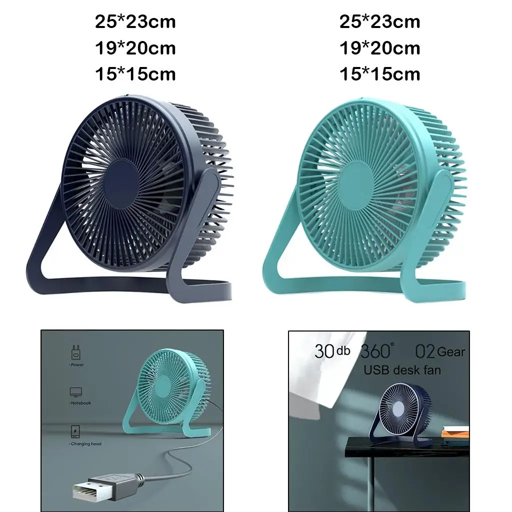 Rotated USB Desk Fan Portable Cooling Fan 2 Speeds 30db for Home Office Rechargeable Battery Operated