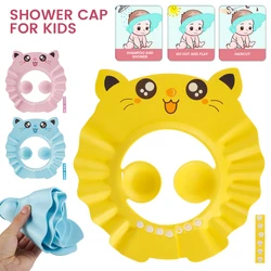 Cute Baby Bath Shower Cap Adjustable Kids Infant Girl Boy Ear Protection Shampoo Cap Children Hair Wash Hat Head Cover