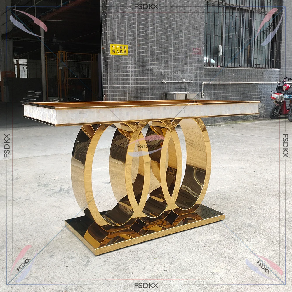 Modern Dining Furniture Luxury Golden Rectangle Table Tempered Glass Top Dining Table For Wedding Banquet