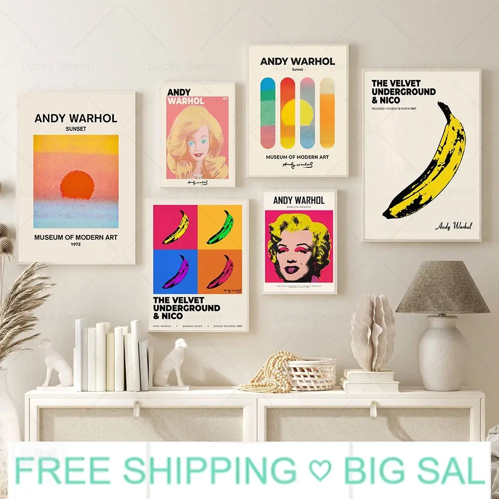 Andy Warhol Pop Art Canvas Poster Sunset Banana Tomato Soup Abstract Wall Art Modern Living Room Home Aesthetic Decor