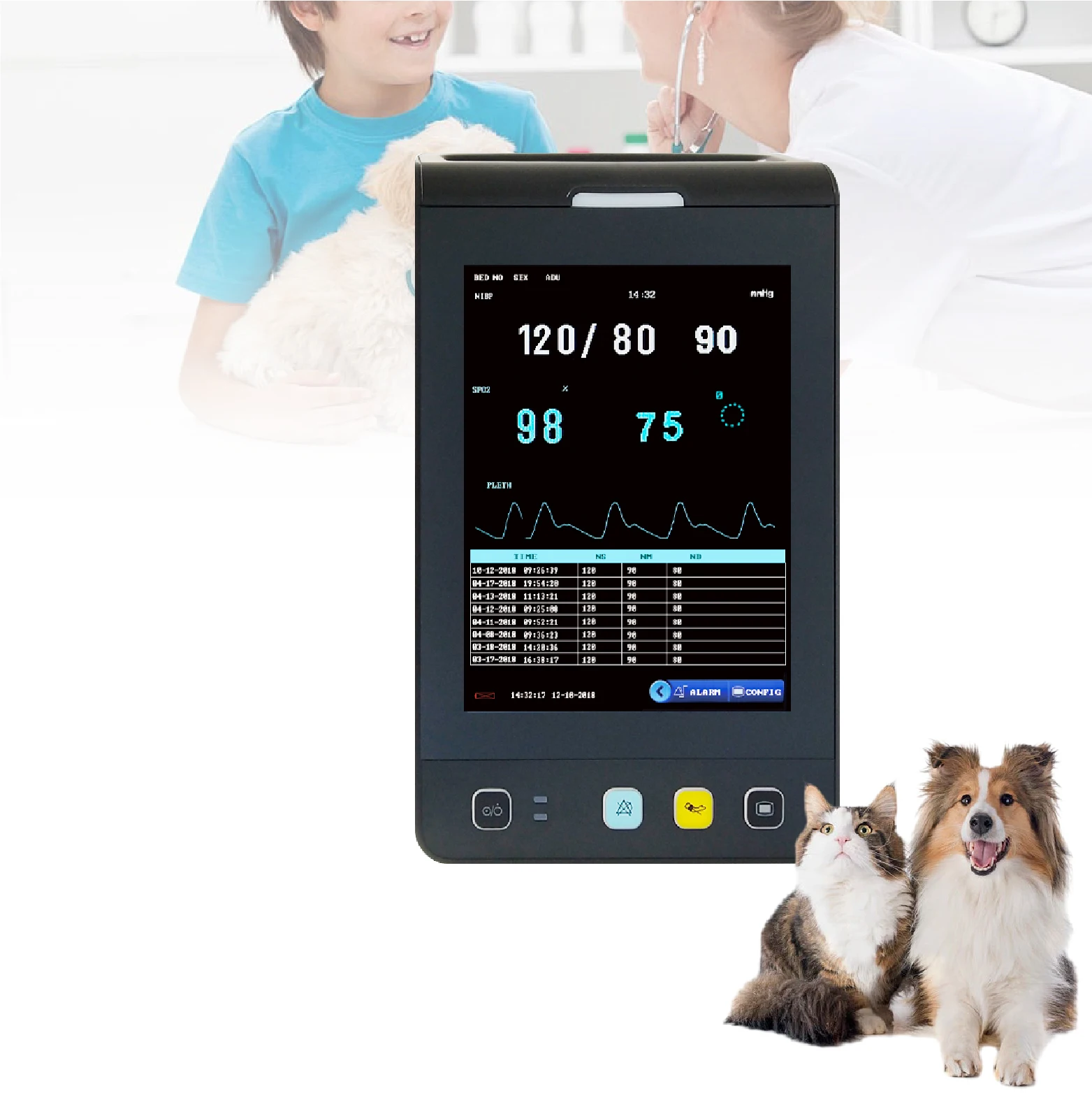 Veterinary Handheld Cardiac Vital Sign Parameter Portable Medical Vital Sign Monitor With Voice