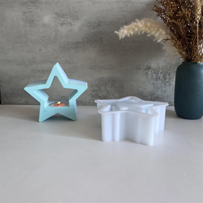 DIY Artistic Star Shaped Tealight Candle Holder Silicone Mold Handmade Christmas Decoration Festival Candlestick Resin Mould