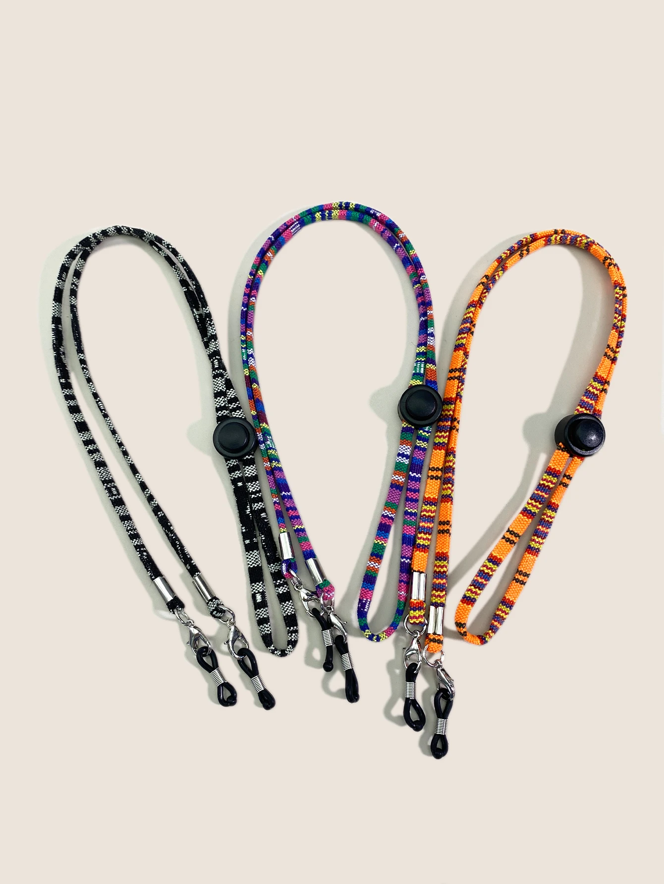 3pcs Set of Bohemian Style Multi-Color Cotton Rope Adjustable Ethnic Style Glasses Strap Unisex Anti-Slip Anti-Lost Glass