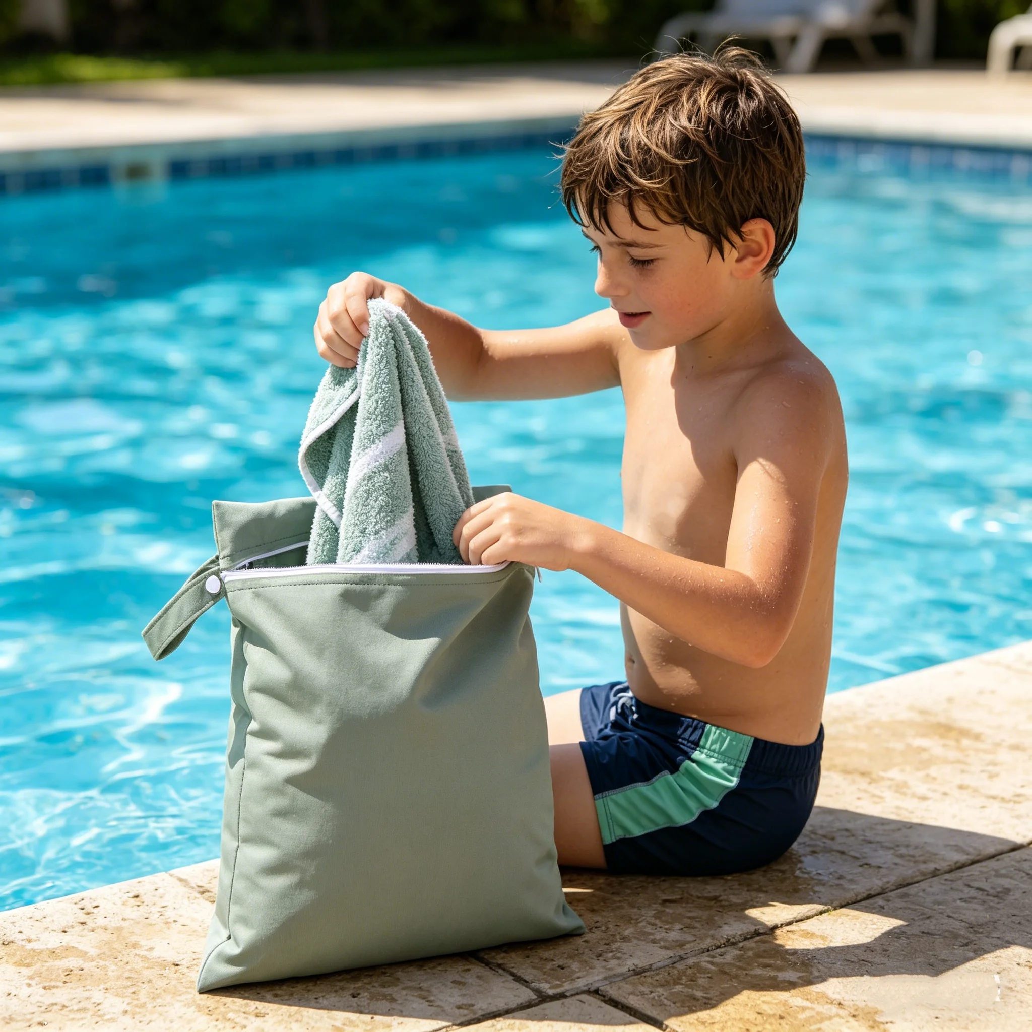Solid Color Children Portable Wet Bags Fashion Waterproof  Multipurpose Storage Bag For Beach,Pool ,Outdoor Sports