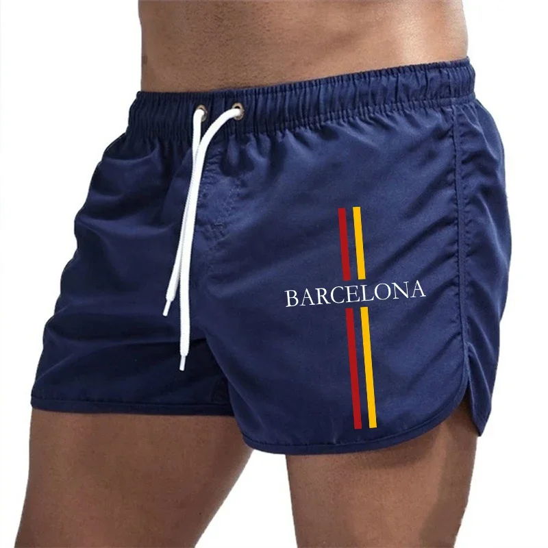 

Barcelona Print Clothes Mens Board Shorts High Quality Breathable Quick Dry Beach Shorts Male Daily Sport Fitness Cycling Shorts