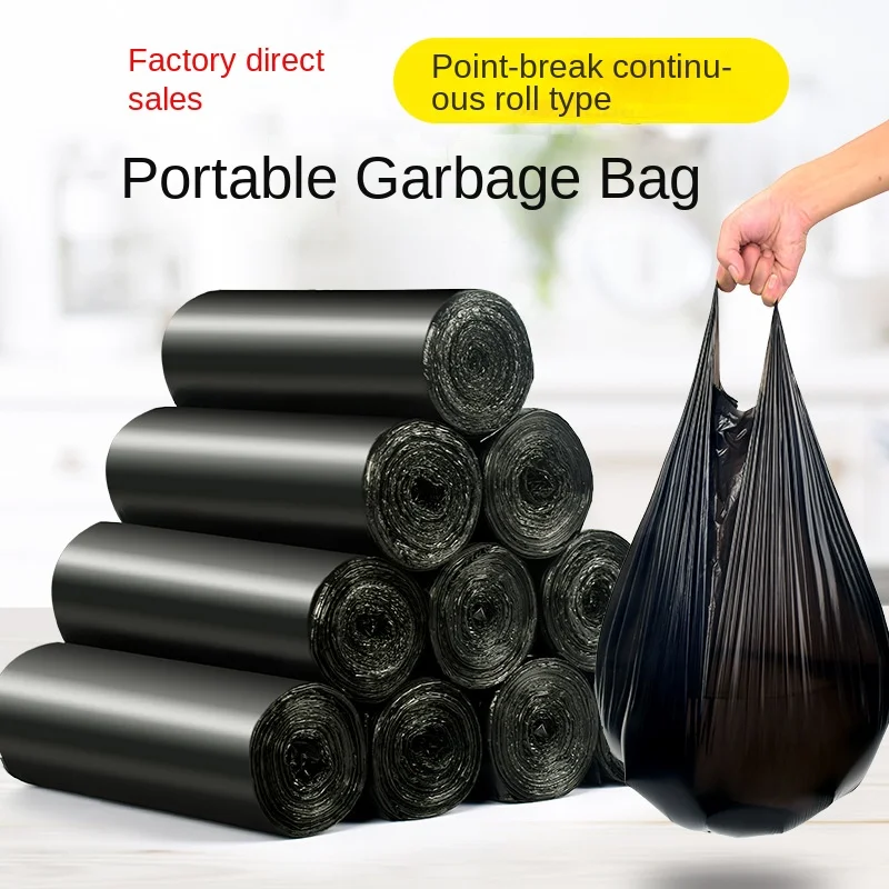 Bolsas de basura engrosadas para el hogar y la Oficina, Rollo negro, bolsa conveniente de una sola vez, venta directa de fábrica, 10046x63