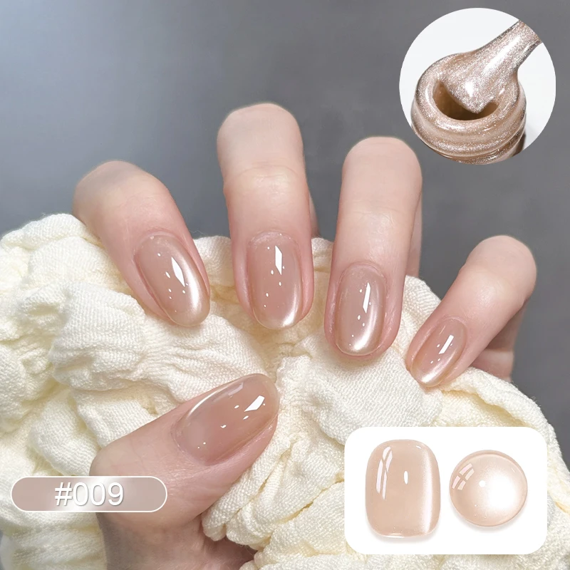 10 مللي القط العين هلام مسمار البولندية الشمبانيا الذهب شبه الدائم بريق المغناطيسي هلام نقع قبالة UV LED الورنيش تصميم الشتاء الخريف #1