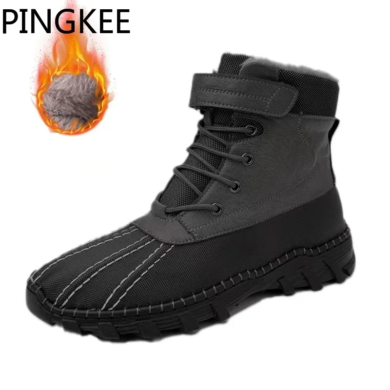 PINGKEE VENOCON Winter Barefoot Leather Woman Casual Wide Toebox Nose Shoes Men Women Snow Boots Sneakers With Fur Footwear Man