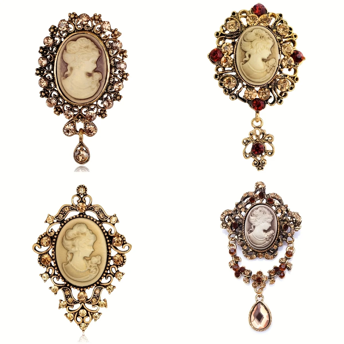 خمر النقش الفيكتوري كريستال حفل زفاف النساء الرجال أنيقة قلادة بروش دبوس مجوهرات