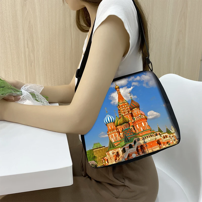 Eiffel Tower/St. Peter\'s Basilica/Saint Vasily Cathedral Women Shoulder Bags Handbag Canvas Underarm Crossbody Bags Gift