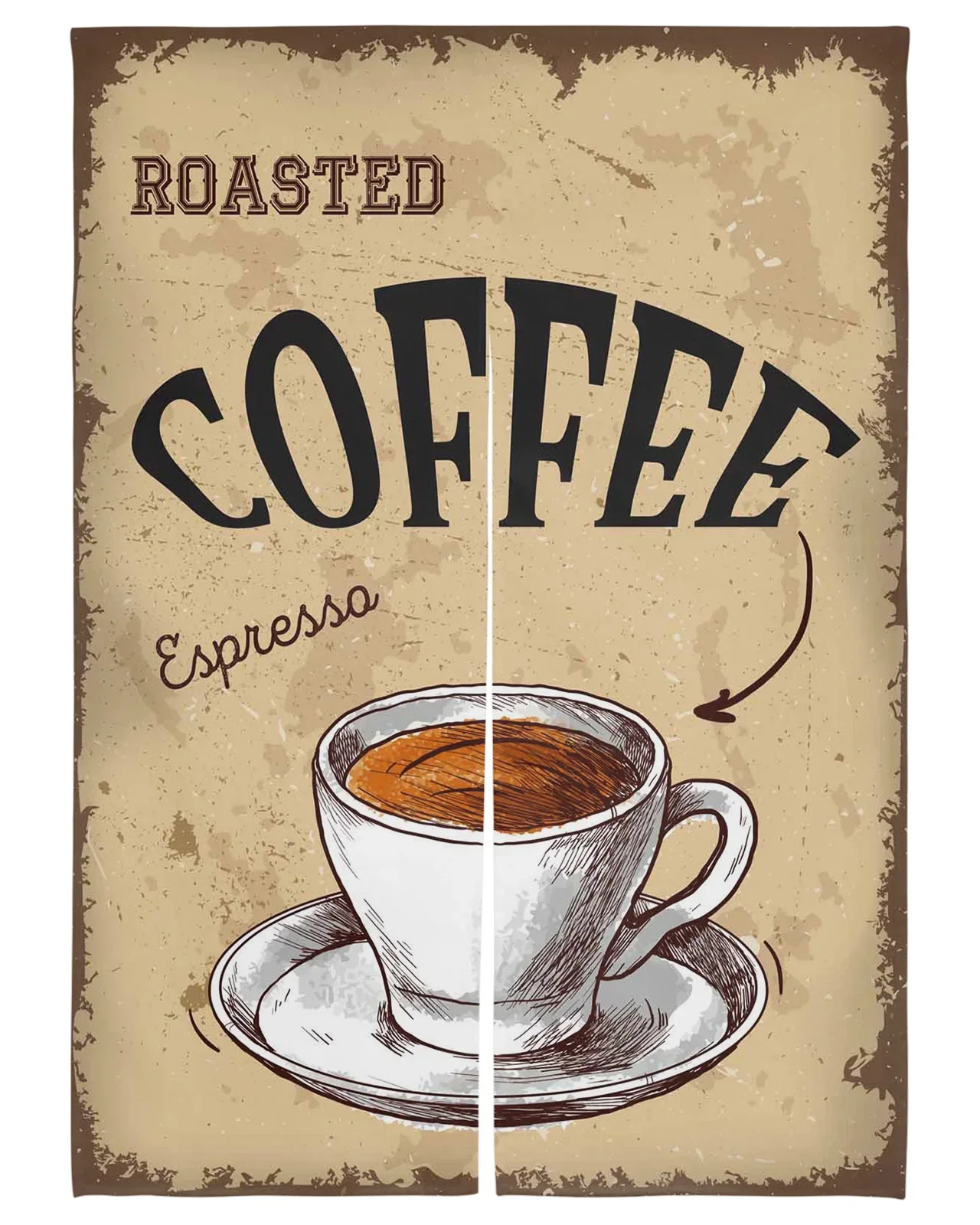 Coffee Cafe Door Curtain Doodle Teapot Cup Food Japanese Noren Curtains Bedroom Partition Kitchen Entrance Hanging Half-Curtains