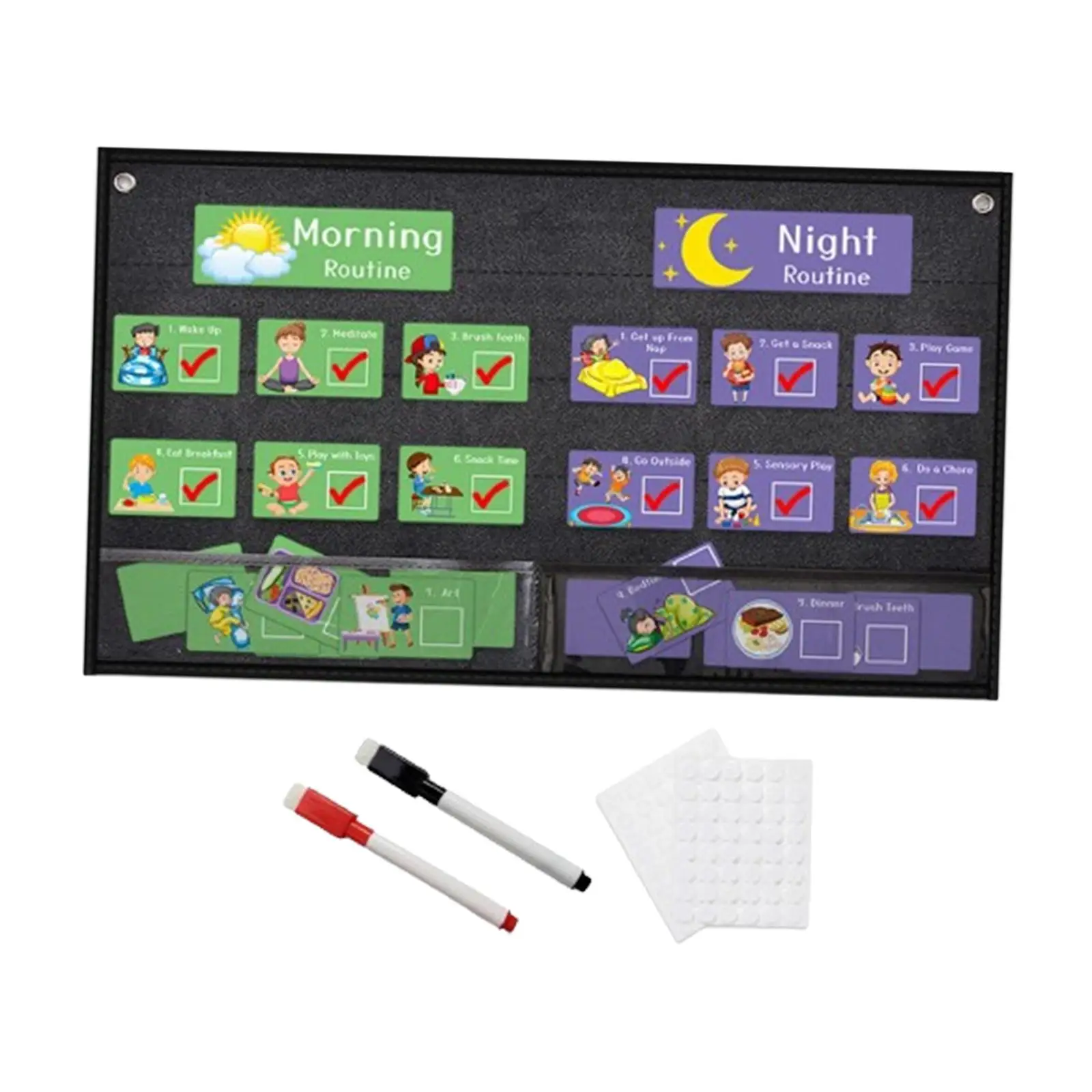 Kids Visual Schedule Kids Routine Cards Behavioral Tool Daily Schedule Pocket Chart for Home Classroom Preschool Tools Supplies