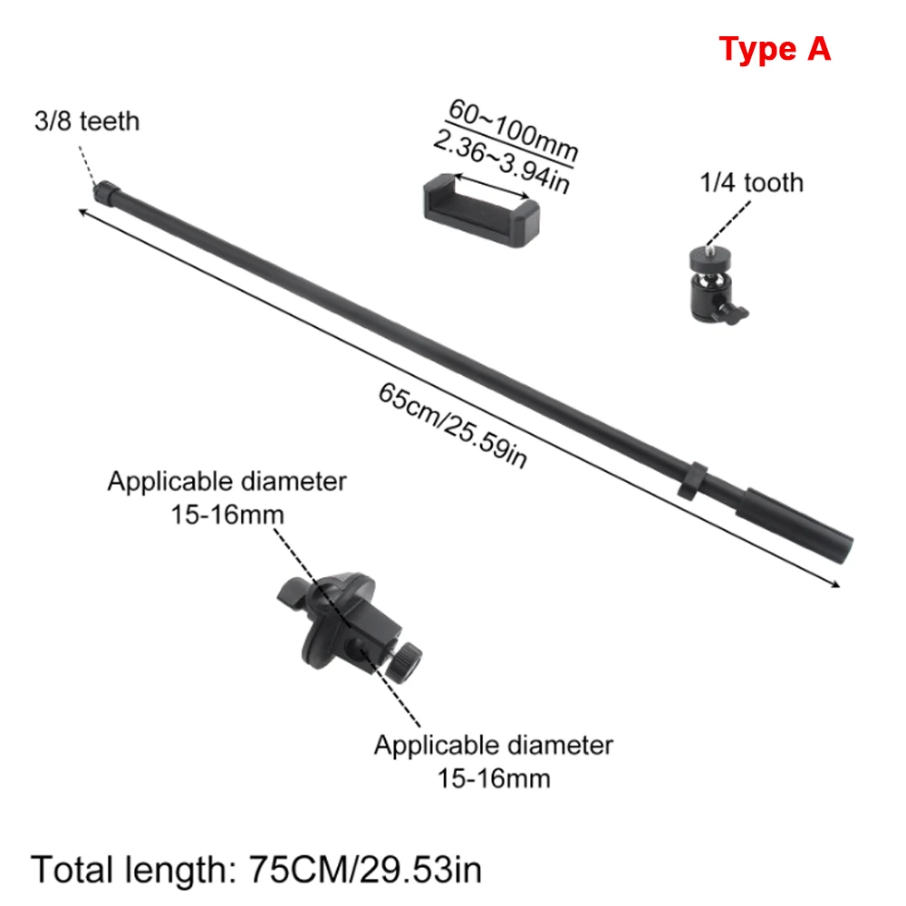 Microphone Crossbar Stand Cradle Head Mount Phone Clip Tripod Pole Accessories 3/8 Screw Holder Top Microphone Bracket Kits