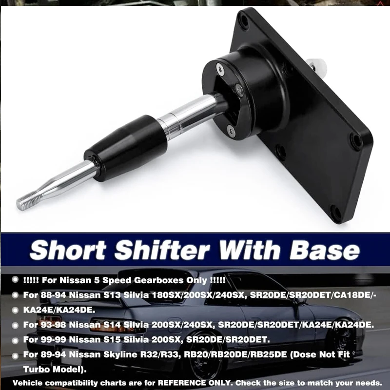 Gear Short Shifter Kit Compatible with Nissan 180sx 240sx S13 S14 SR20DET KA24DE Silvia SR20 1989 To 1999